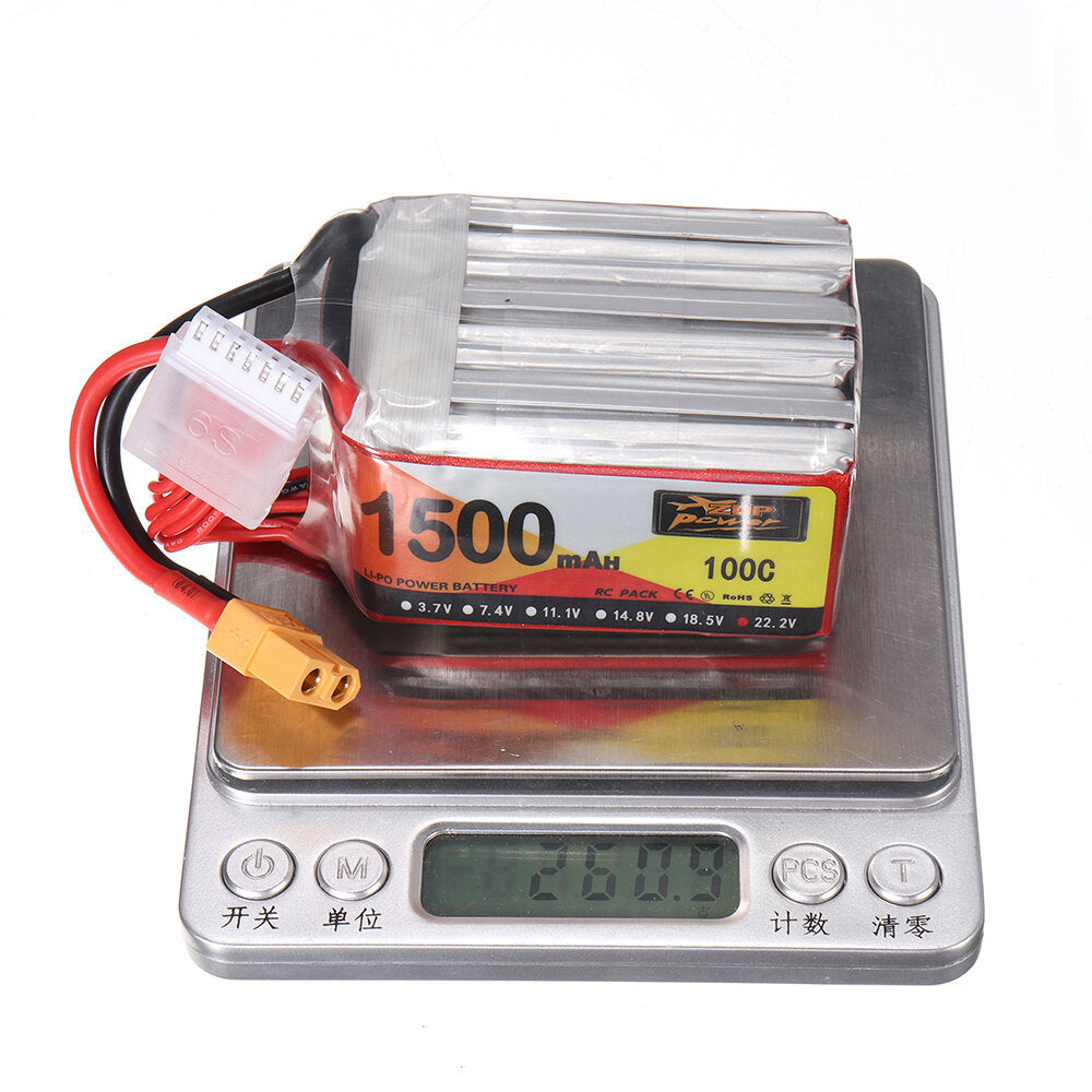 ZOP Power 22.2V 1500mAh 100C 6S Lipo Battery XT60 Plug for RC Racing Drone