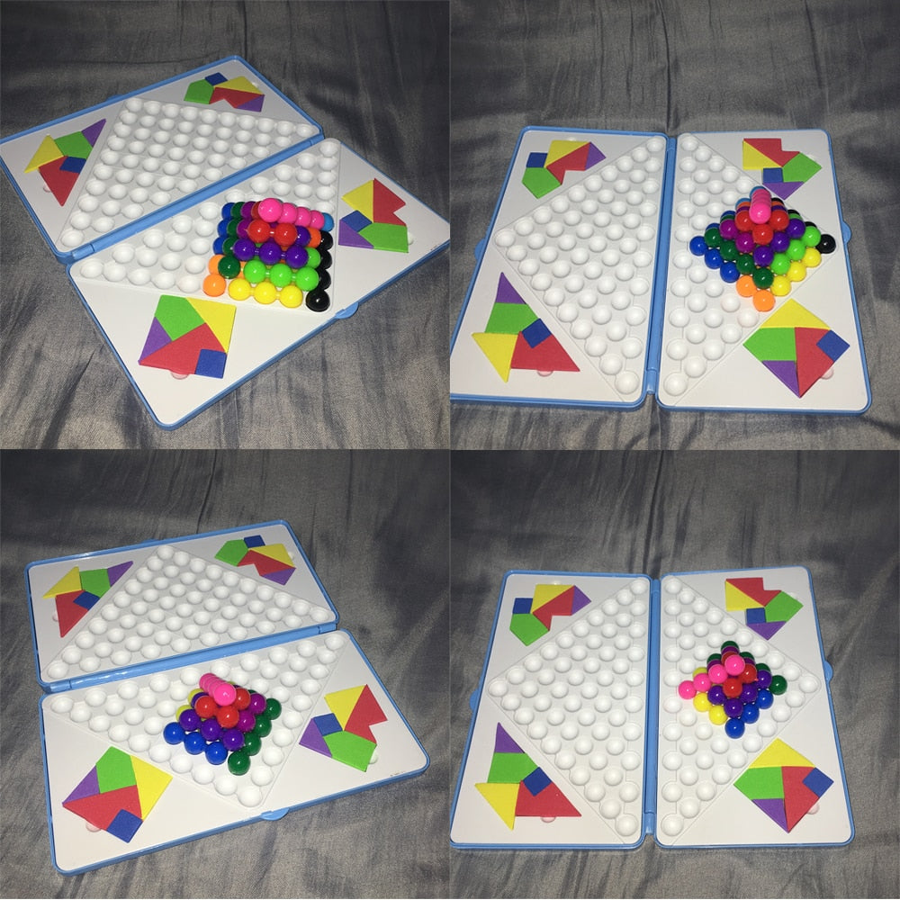 IQ Puzzle Children's Development Intelligence Early Educational Jigsaw Puzzle Magic Beads Boxed Building Pyramid Color Shape