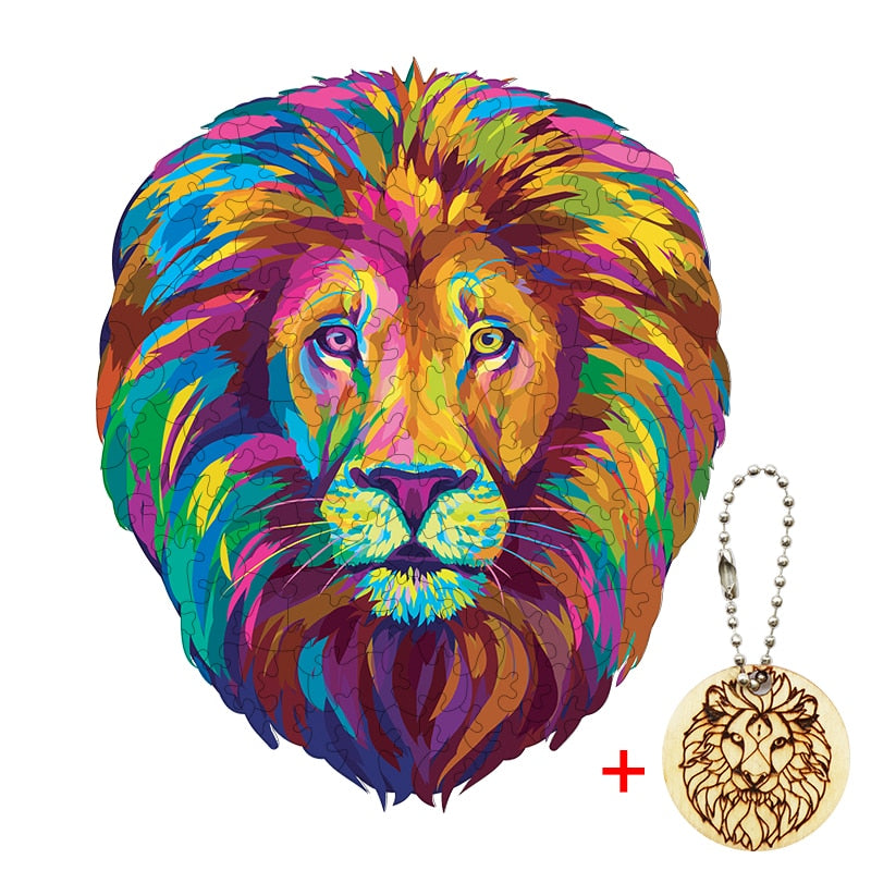 Unique Wooden animal Jigsaw Puzzles Mysterious Lion 3D Puzzle Gift Interactive Games Toy For Adults Kids Educational Fabulous