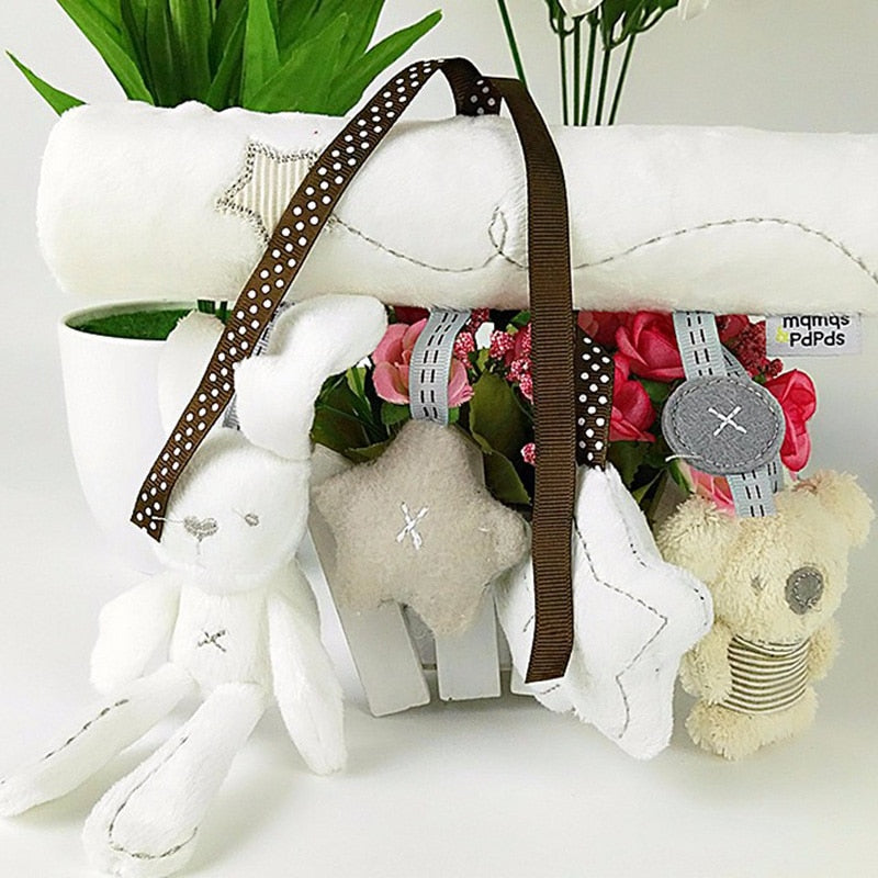 Rabbit baby hanging bed safety seat plush toy Hand Bell Multifunctional Plush Toy Stroller Mobile Gifts