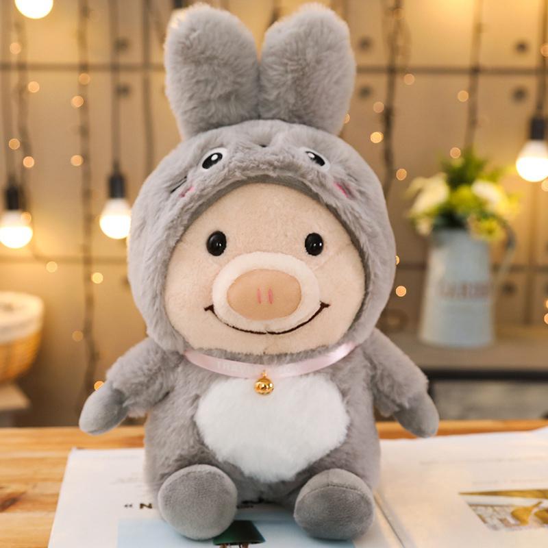 New 1pc 25cm Cute Piggy Turned Dog Rabbit Rat Mouse Bear Doll Plush Toy Dog Doll Stuffed Animals Toys For Children Gift