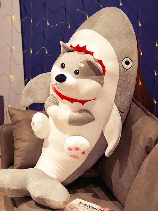 Shark Dog Doll Funny Stuffed Toy Sand Carving Birthday Gift Funny Shark Dog Ragdoll Pillow Girls' Bed