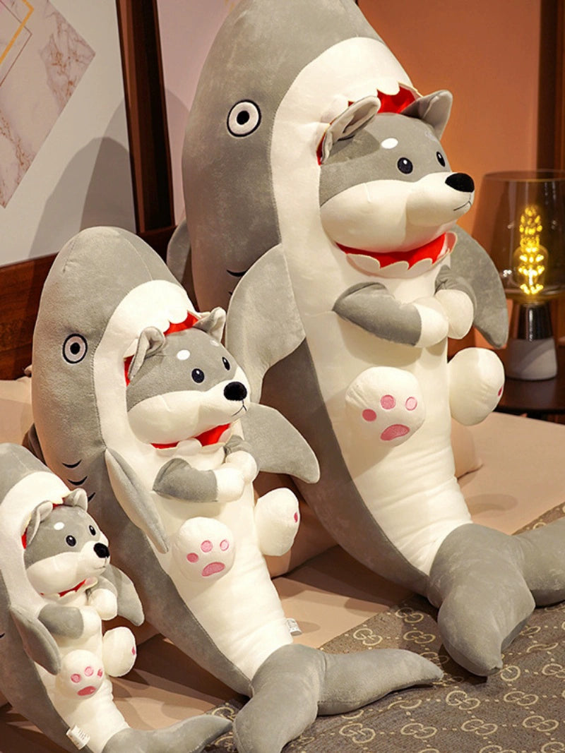 Shark Dog Doll Funny Stuffed Toy Sand Carving Birthday Gift Funny Shark Dog Ragdoll Pillow Girls' Bed