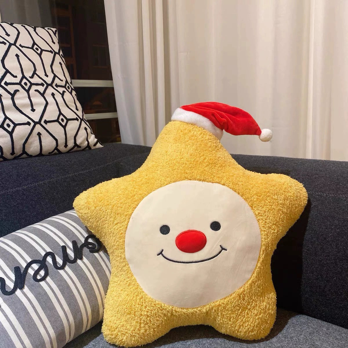 Cartoon Christmas Series Doll Star Pattern Pillow Little Ghost Cushion Sleep Hug Hand Warmer Doll Holiday for Girls