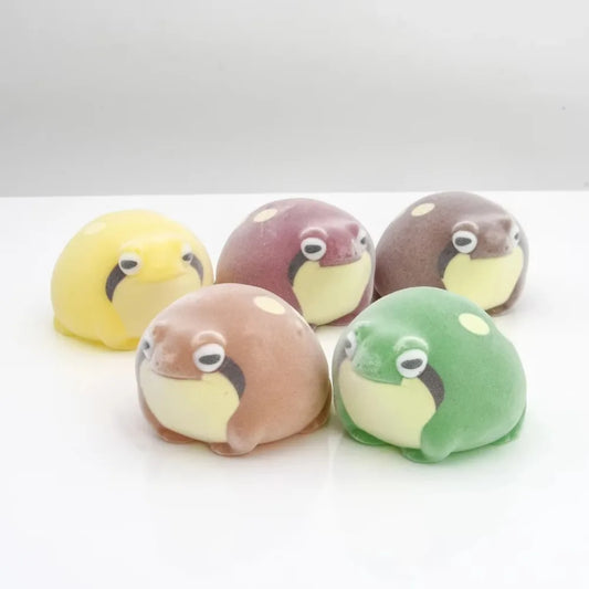Gashapon Capsule Toys Mini Flocking Frog Soft Cute Figurines Kawaii Dolls Squeeze Anti Stress Relief Squishy Kids Birthday Gifts
