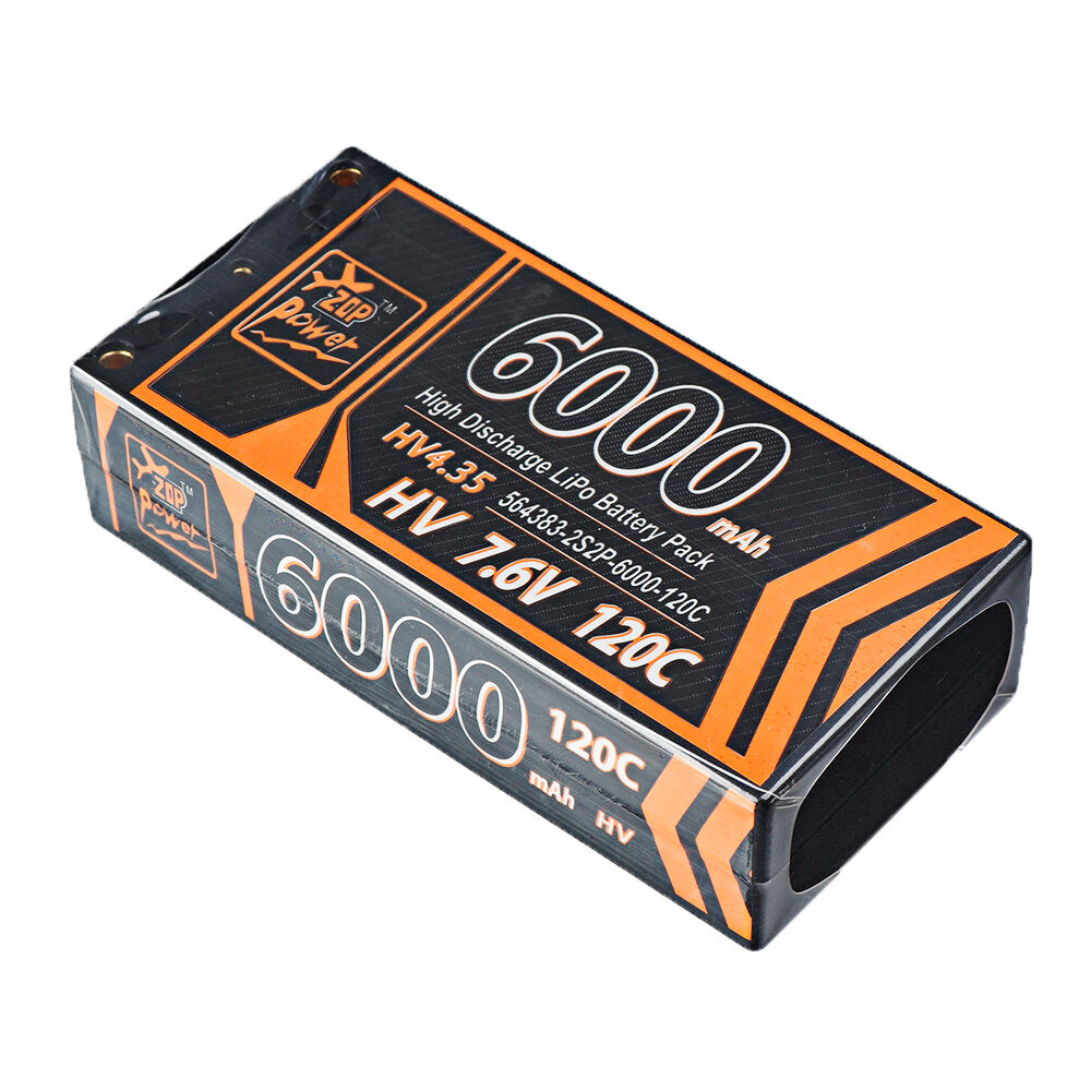 ZOP Power 7.6V 6000mAh 120C 2S Lipo Battery T Deans Plug Hard Case for  RC Car