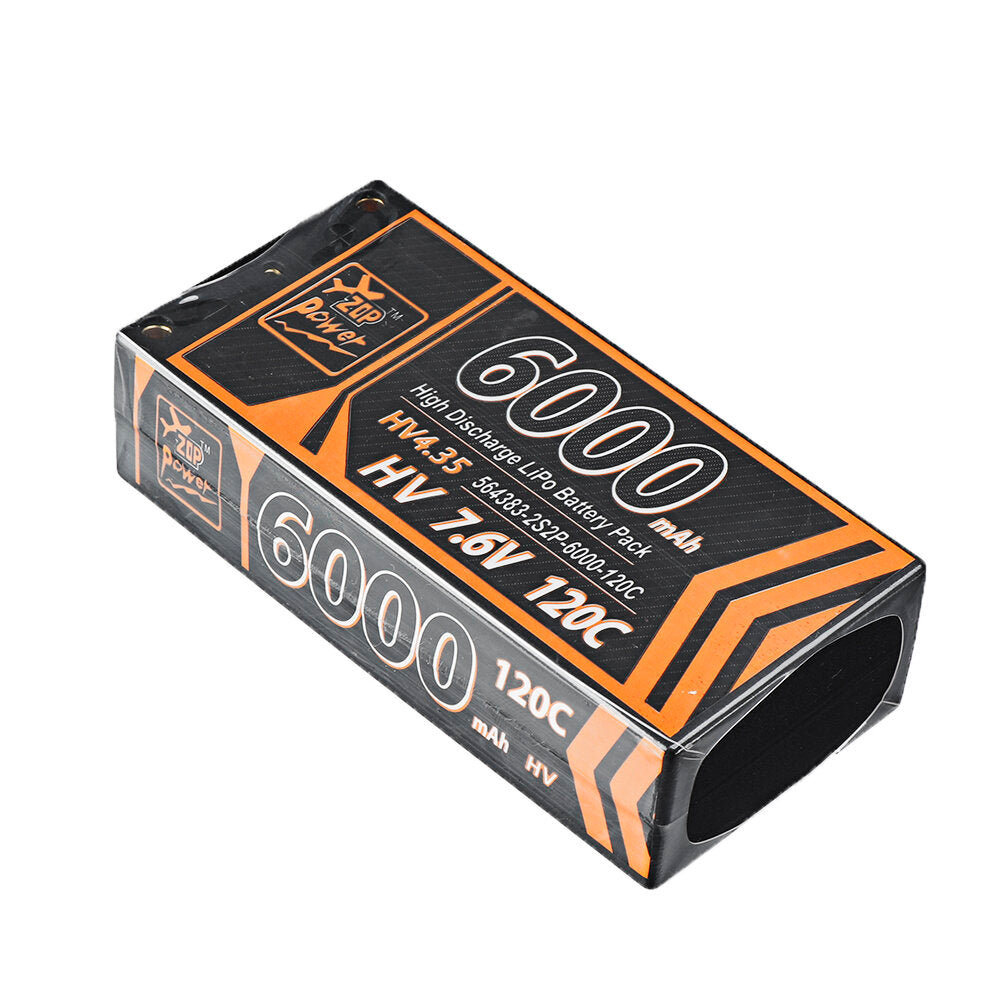 ZOP Power 7.6V 6000mAh 120C 2S Lipo Battery T Deans Plug Hard Case for  RC Car