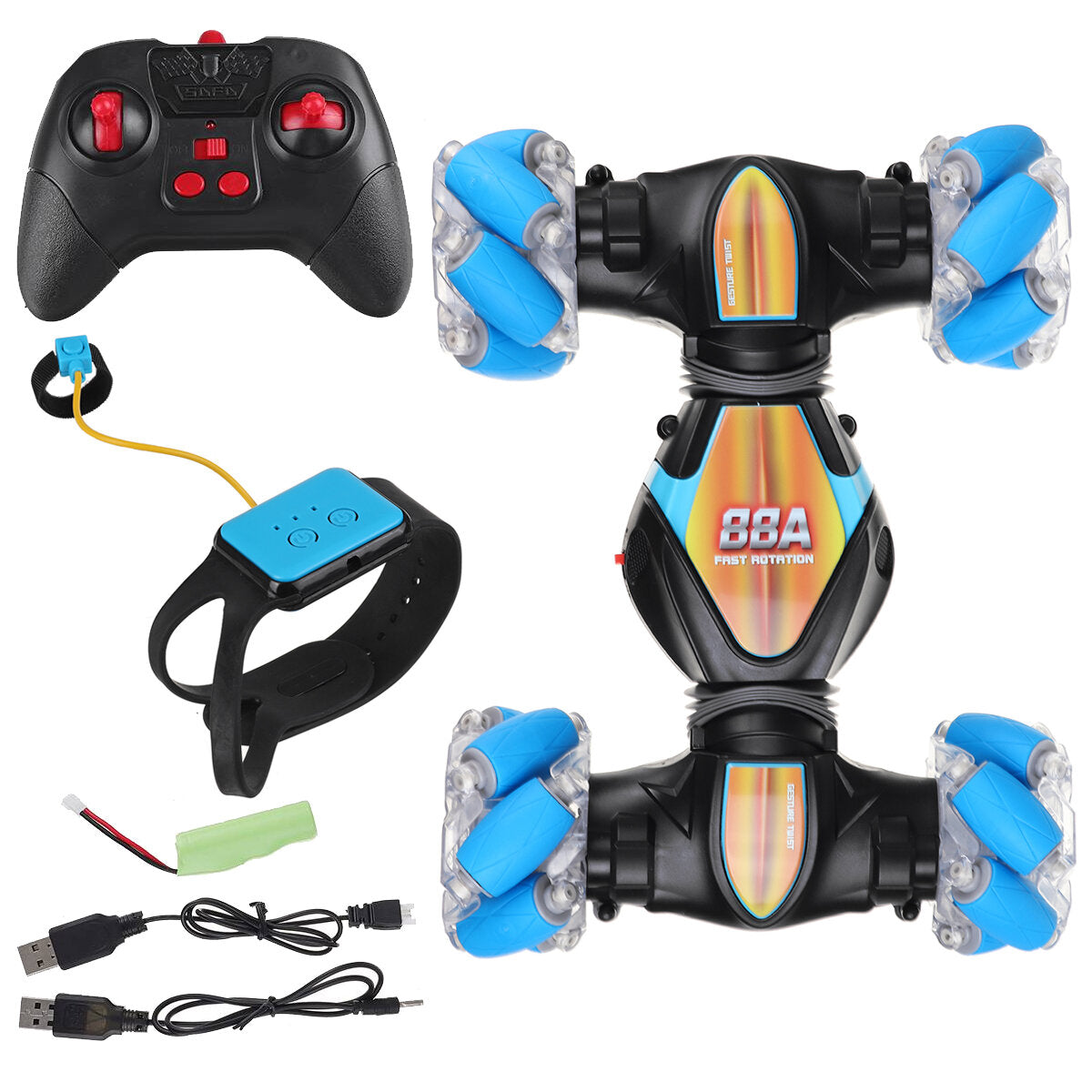 RC Stunt Car 1/12 2.4G Remote Control Gesture Sensor All-Terrain Toy Double Sided Rotating Off Road 360 Flips with Lights Music Drift Dancing Vehicle Model