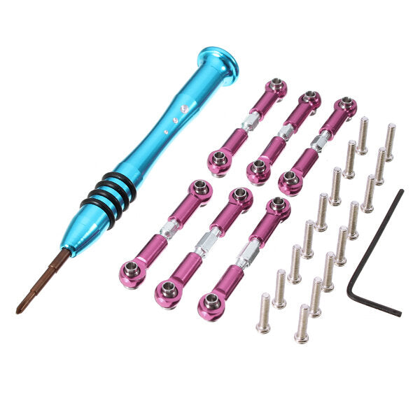 Wltoys 144001 1/14 Upgrade Metal RC Car Parts Swing Arm C Seat Connector Steering Cup Rear Wheel Seat Rod Gear Pink