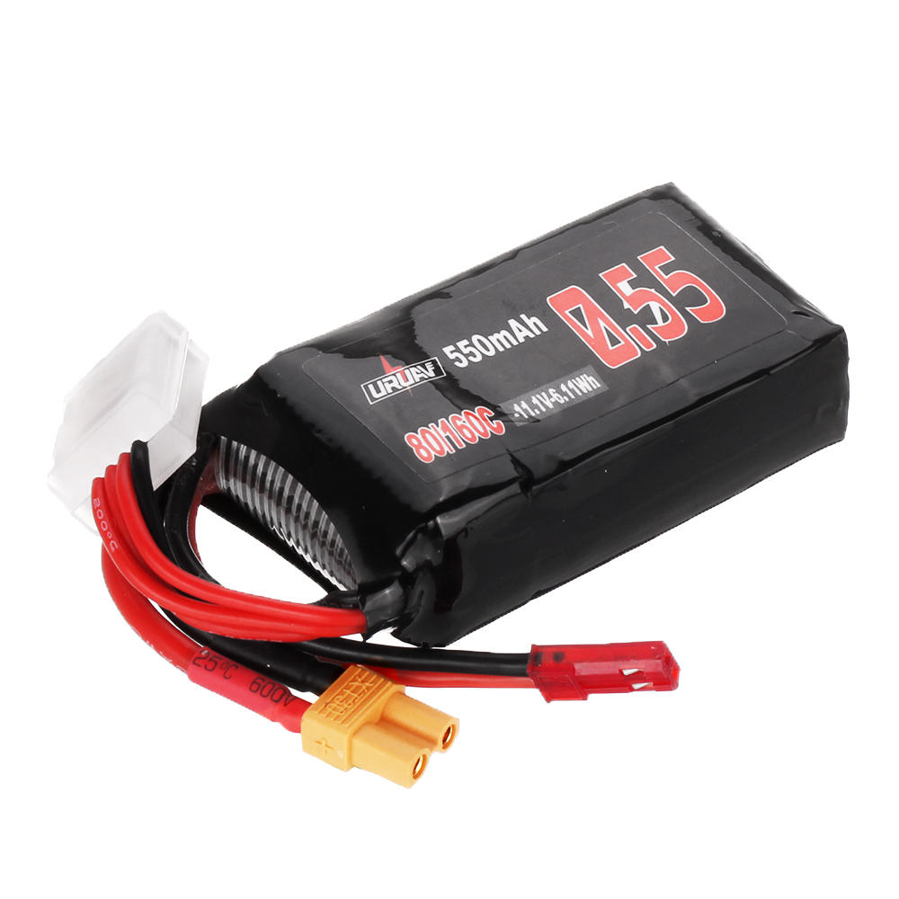 URUAV 11.1V 550mAh 80/160C 3S Lipo Battery JST XT30 Plug for Eachine Lizard95