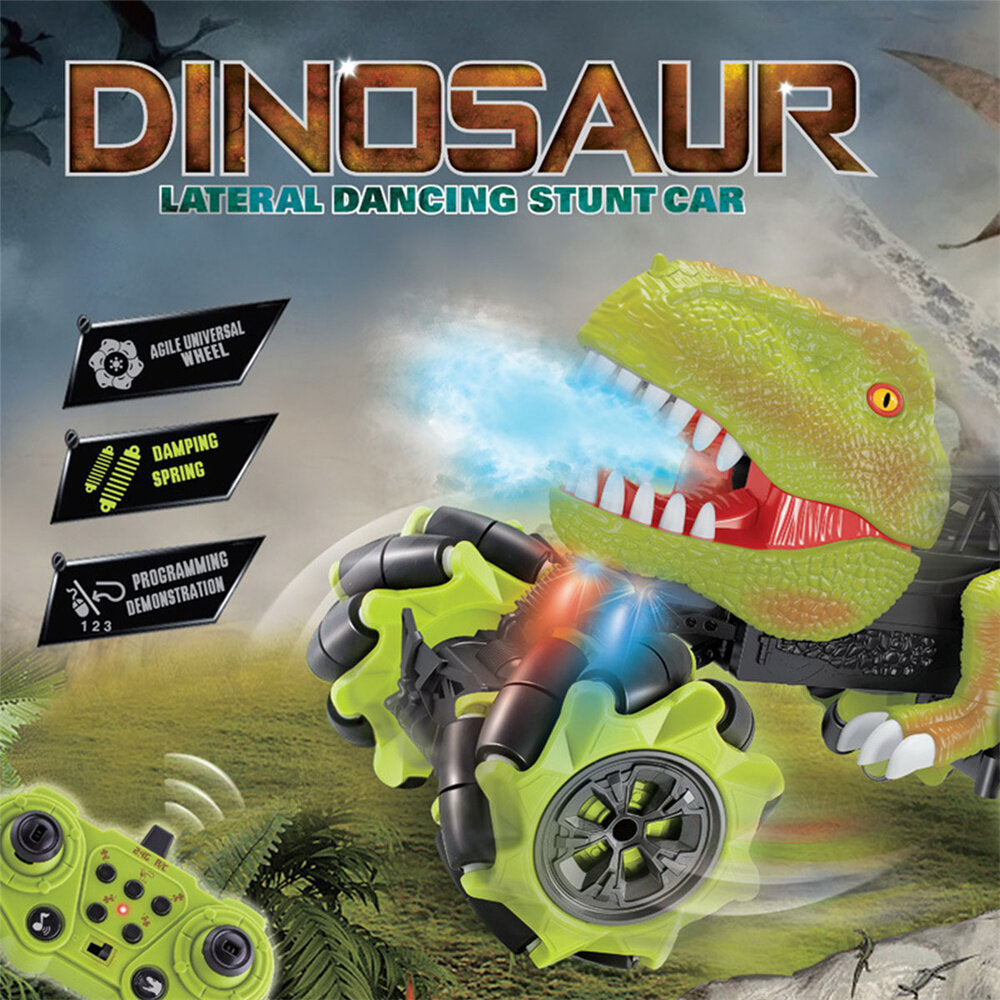 RC Stunt Car 1/16 2.4G 13CH Dinosaur Remote Control Toys Lighting Music Spary Horizontal Drift Vehicles Models