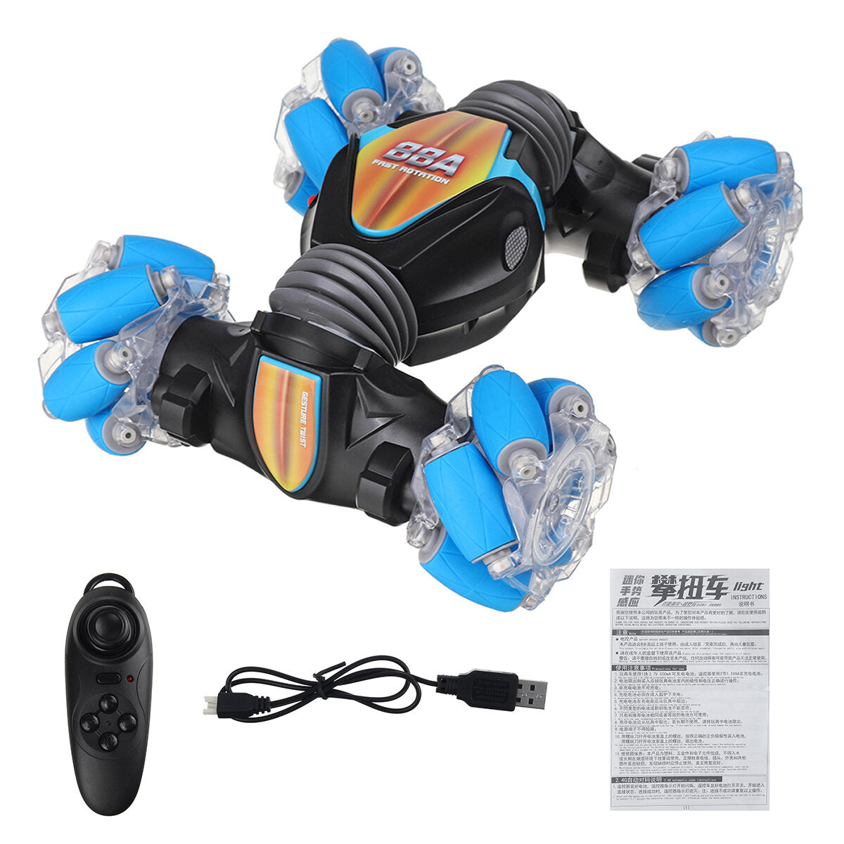 RC Stunt Car 1/12 2.4G Remote Control Gesture Sensor All-Terrain Toy Double Sided Rotating Off Road 360 Flips with Lights Music Drift Dancing Vehicle Model