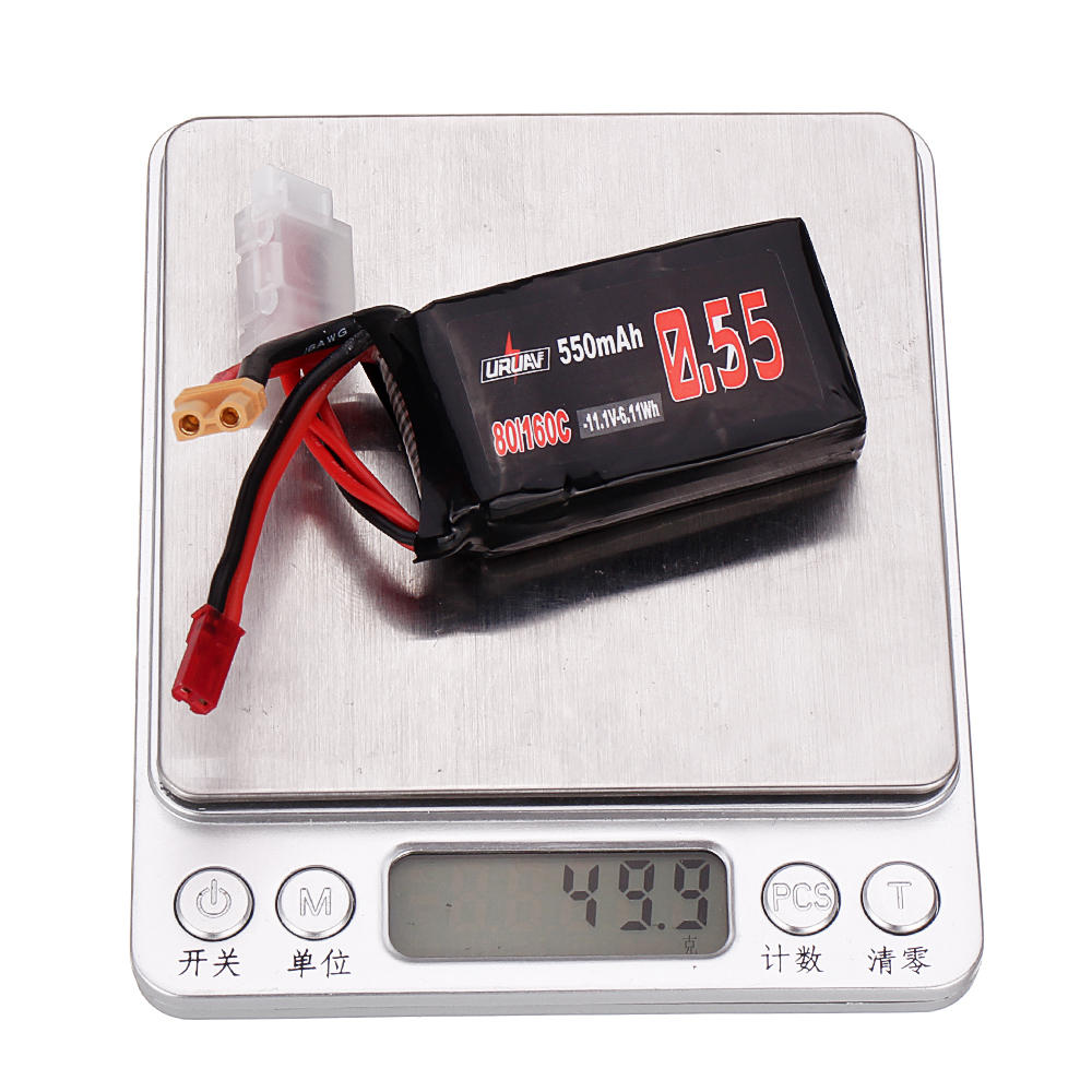 URUAV 11.1V 550mAh 80/160C 3S Lipo Battery JST XT30 Plug for Eachine Lizard95
