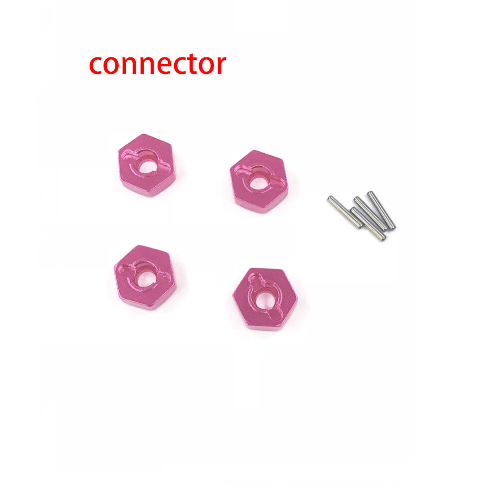 Wltoys 144001 1/14 Upgrade Metal RC Car Parts Swing Arm C Seat Connector Steering Cup Rear Wheel Seat Rod Gear Pink