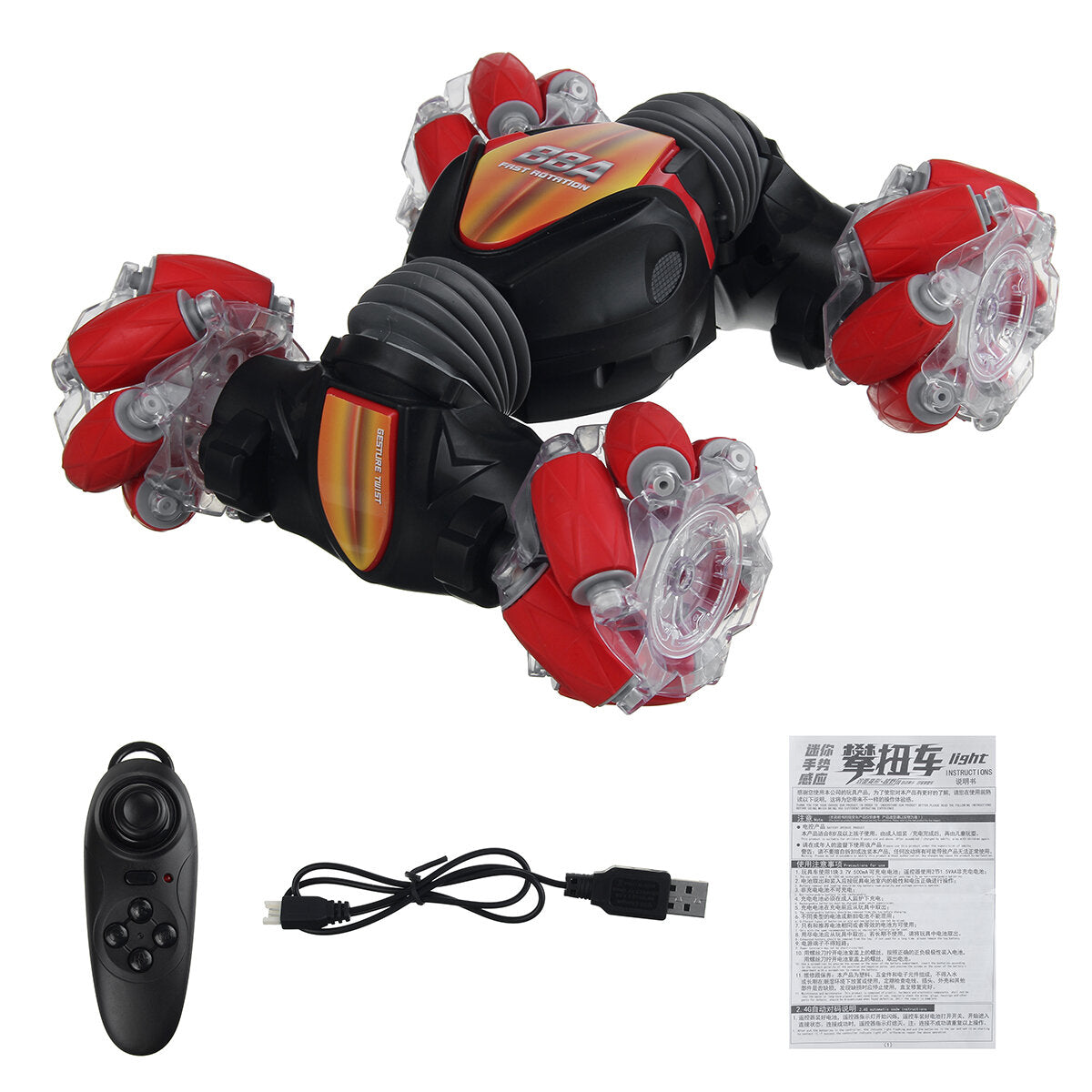RC Stunt Car 1/12 2.4G Remote Control Gesture Sensor All-Terrain Toy Double Sided Rotating Off Road 360 Flips with Lights Music Drift Dancing Vehicle Model