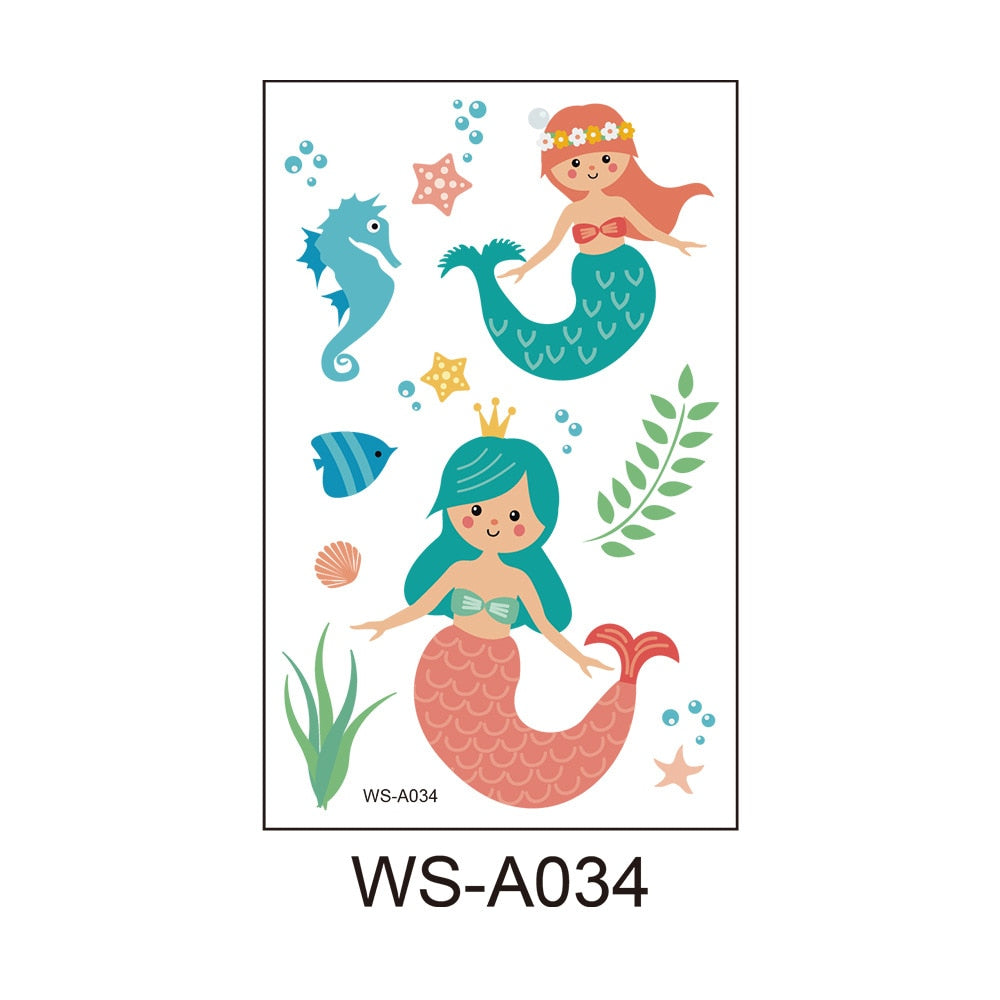 Stickers children cartoon fantasy, party princess theme stickers, mermaid tattoo stickers, Halloween adult stickers