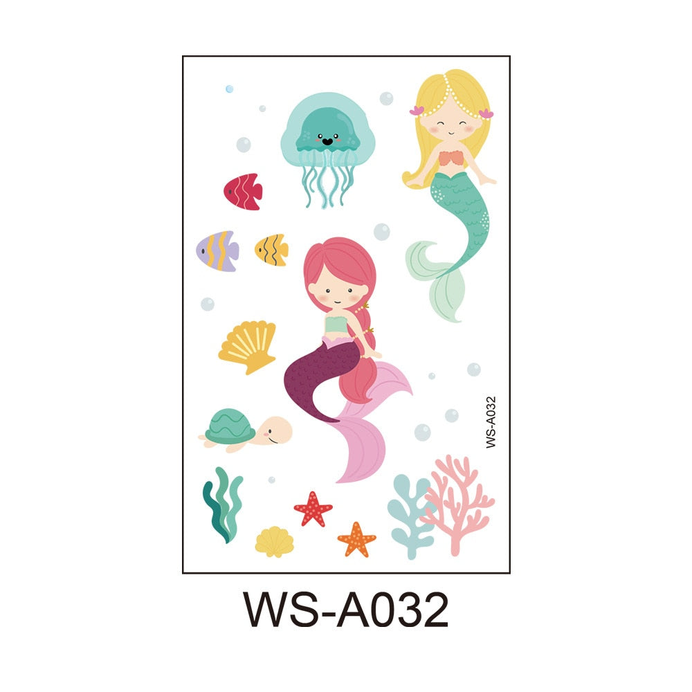 Stickers children cartoon fantasy, party princess theme stickers, mermaid tattoo stickers, Halloween adult stickers