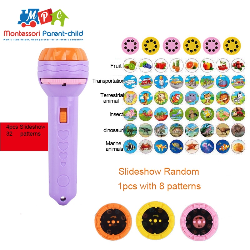 Kids Projection Flashlight Luminous Toys Projection Pictures To Recognize Early Childhood Education Toys for Children Gift