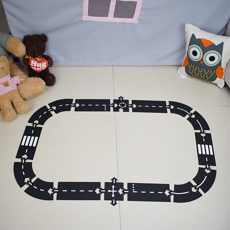 Children road building motorway toy car traffic roadway flexible PVC Puzzles Track Play Set DIY universal accessories game scene