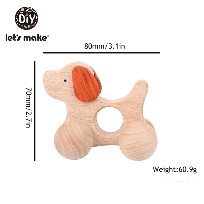 Let&#39;s Make Wooden Baby Toys 0 12 Month 1PC Toys For Babies Beech Car Hedgehog Elephant Educational Infants Developmental Newborn