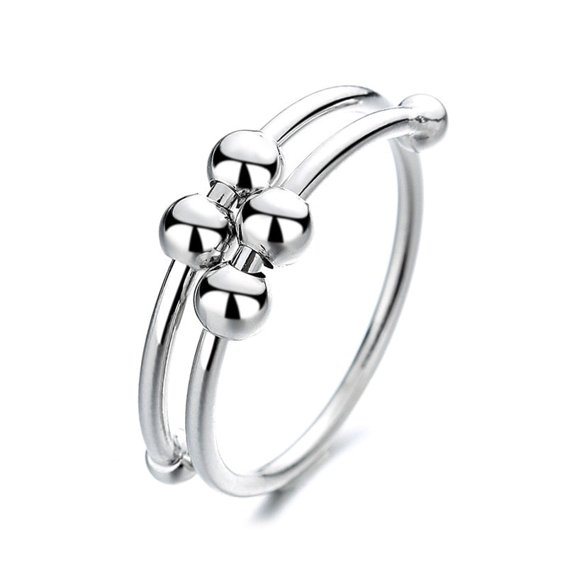 Antistress Anxiety Ring Fidget Spinner Toys For Women Men Rotate Freely Anti Stress Anxiety Ring Single Coil Spiral Beads Gifts