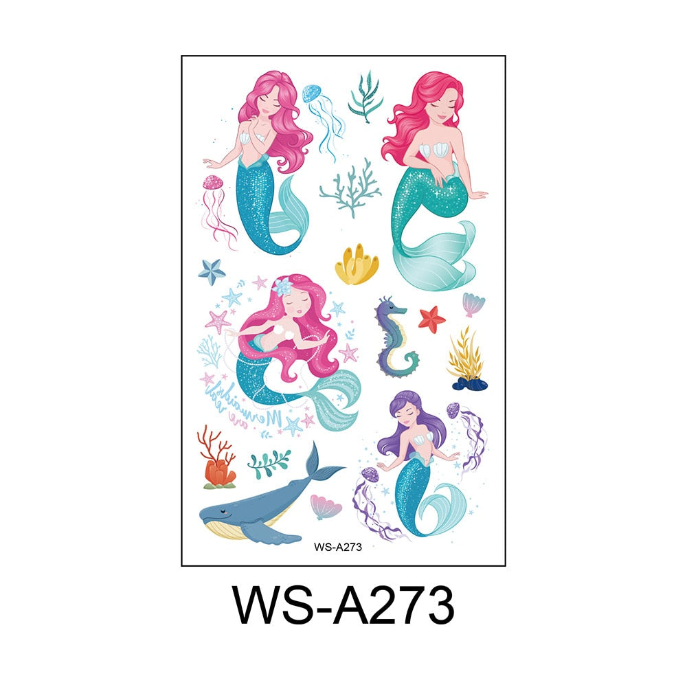 Stickers children cartoon fantasy, party princess theme stickers, mermaid tattoo stickers, Halloween adult stickers