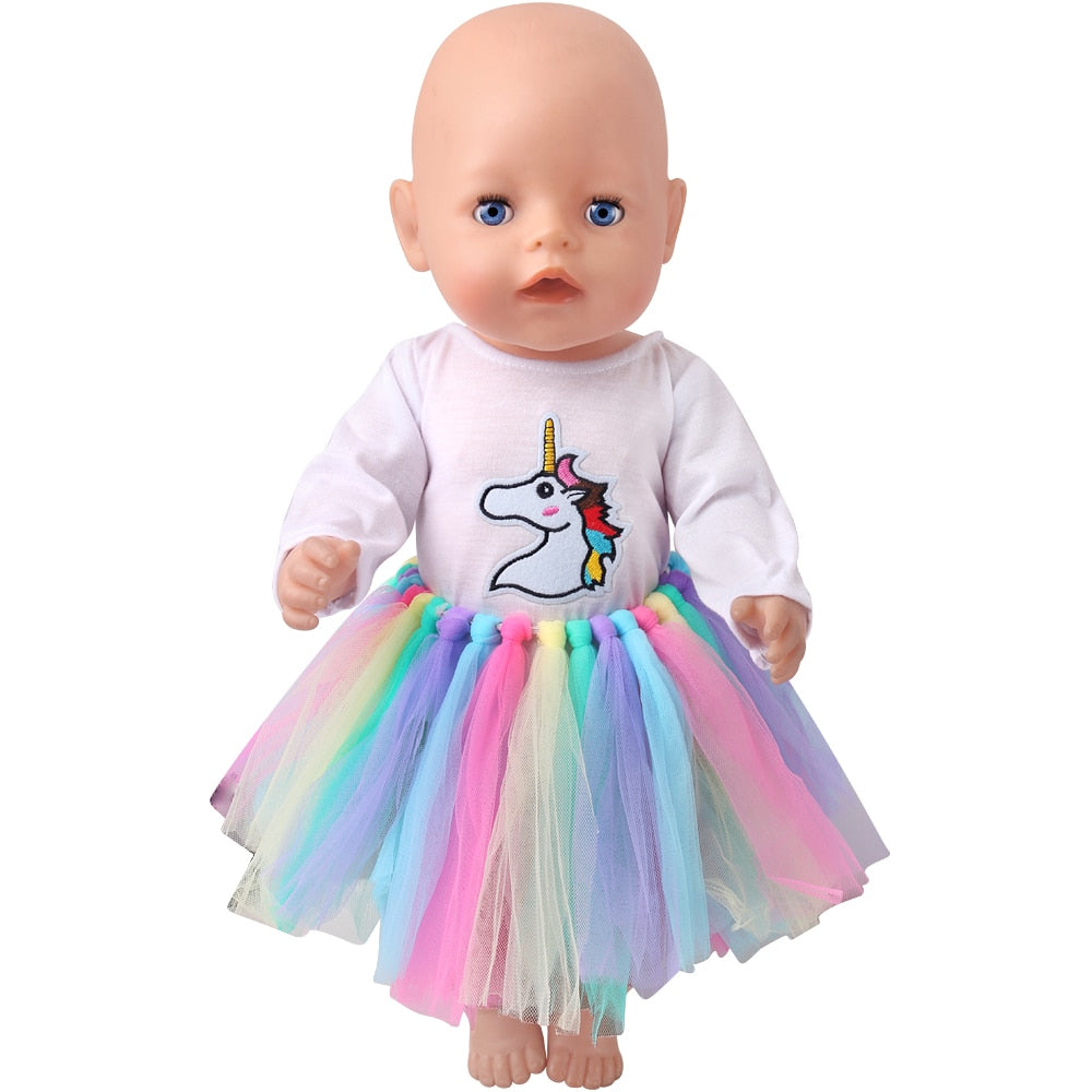 43 Cm Boy American Dolls Clothes Princess Dress School Uniforms Unicorn Queen Skirt Born Baby Toys 18 Inch Girls Doll Gift f41
