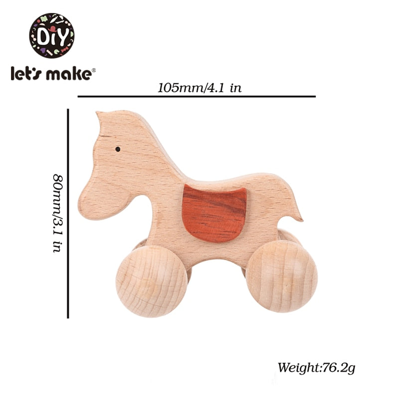 Let&#39;s Make Wooden Baby Toys 0 12 Month 1PC Toys For Babies Beech Car Hedgehog Elephant Educational Infants Developmental Newborn