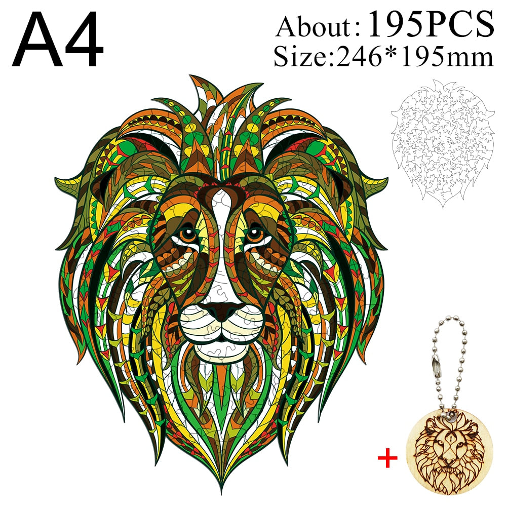 Unique Wooden animal Jigsaw Puzzles Mysterious Lion 3D Puzzle Gift Interactive Games Toy For Adults Kids Educational Fabulous