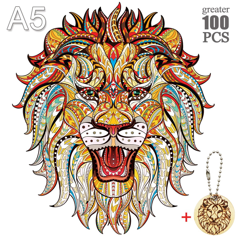 Unique Wooden animal Jigsaw Puzzles Mysterious Lion 3D Puzzle Gift Interactive Games Toy For Adults Kids Educational Fabulous