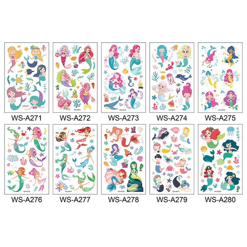 Stickers children cartoon fantasy, party princess theme stickers, mermaid tattoo stickers, Halloween adult stickers