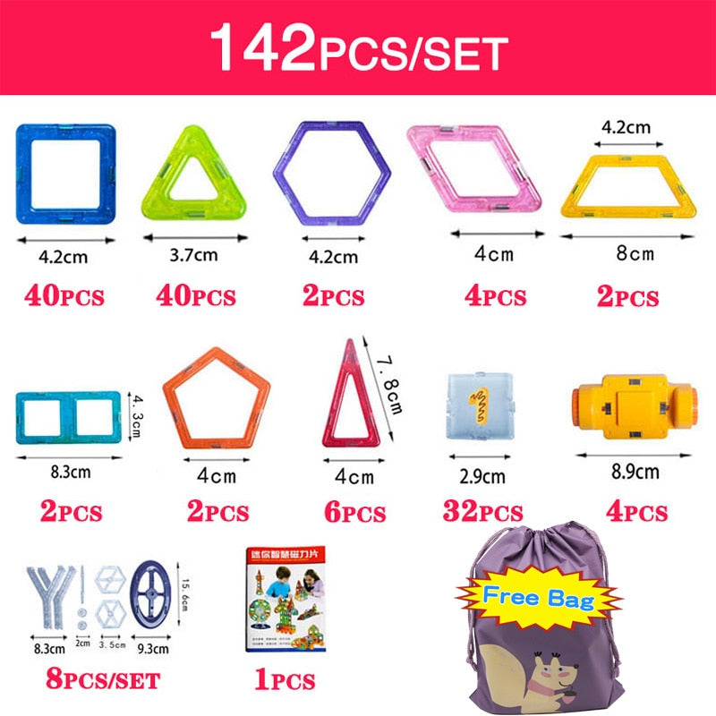 184pcs-110pcs Mini Magnetic Designer Construction Set Model &amp; Building Toy Plastic Magnetic Blocks Educational Toys For Kid Gift