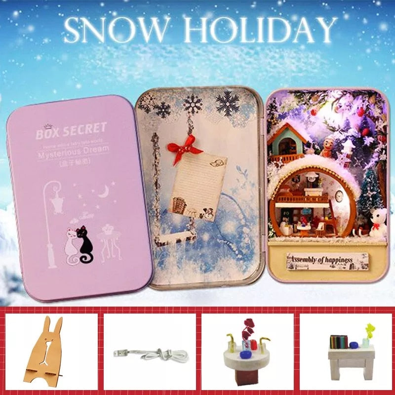 Cutebee Box Theater Miniature Doll House Furniture for Children Birthday Gift DIY Dollhouse Kit Build with Led Light Casa Toy