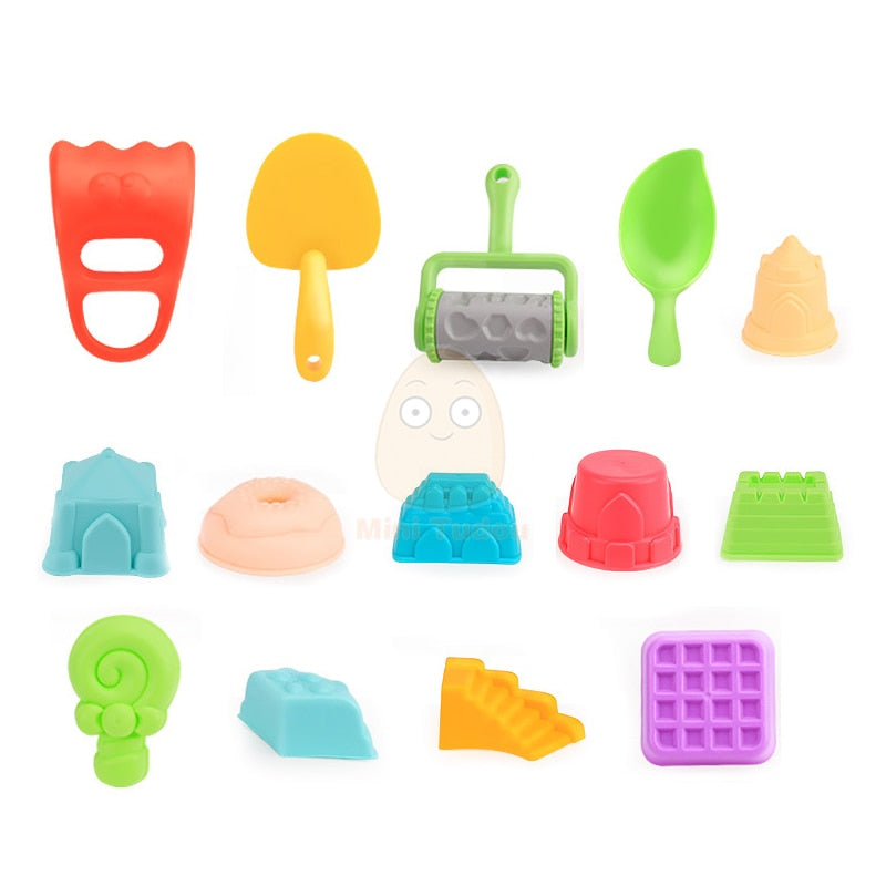 Summer Silicone Soft Baby Beach Toys Kids Mesh Bag Bath Play Set Beach Party Cart Ducks Bucket Sand Molds Tool Water Game