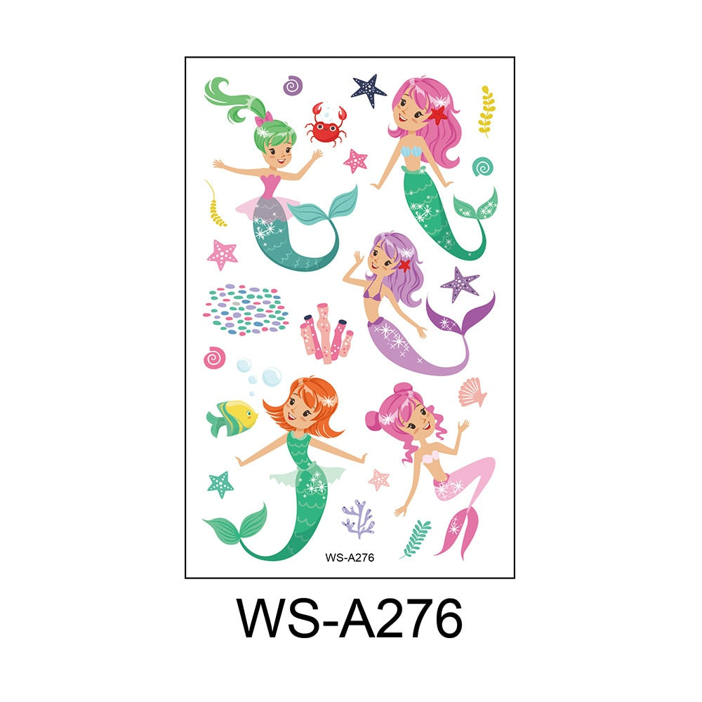 Stickers children cartoon fantasy, party princess theme stickers, mermaid tattoo stickers, Halloween adult stickers