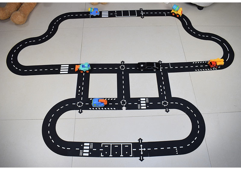Children road building motorway toy car traffic roadway flexible PVC Puzzles Track Play Set DIY universal accessories game scene