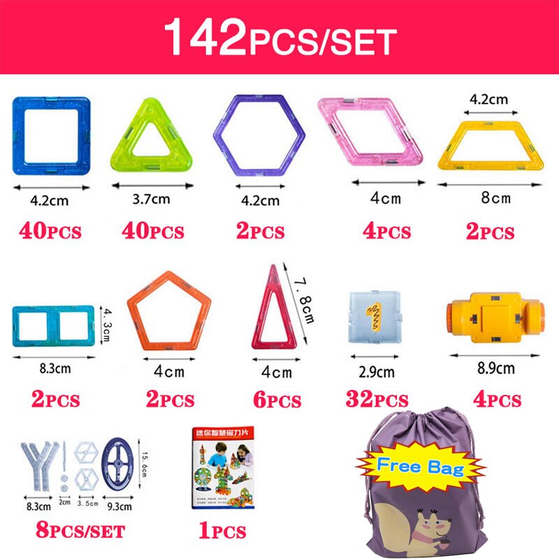184pcs-110pcs Mini Magnetic Designer Construction Set Model &amp; Building Toy Plastic Magnetic Blocks Educational Toys For Kid Gift