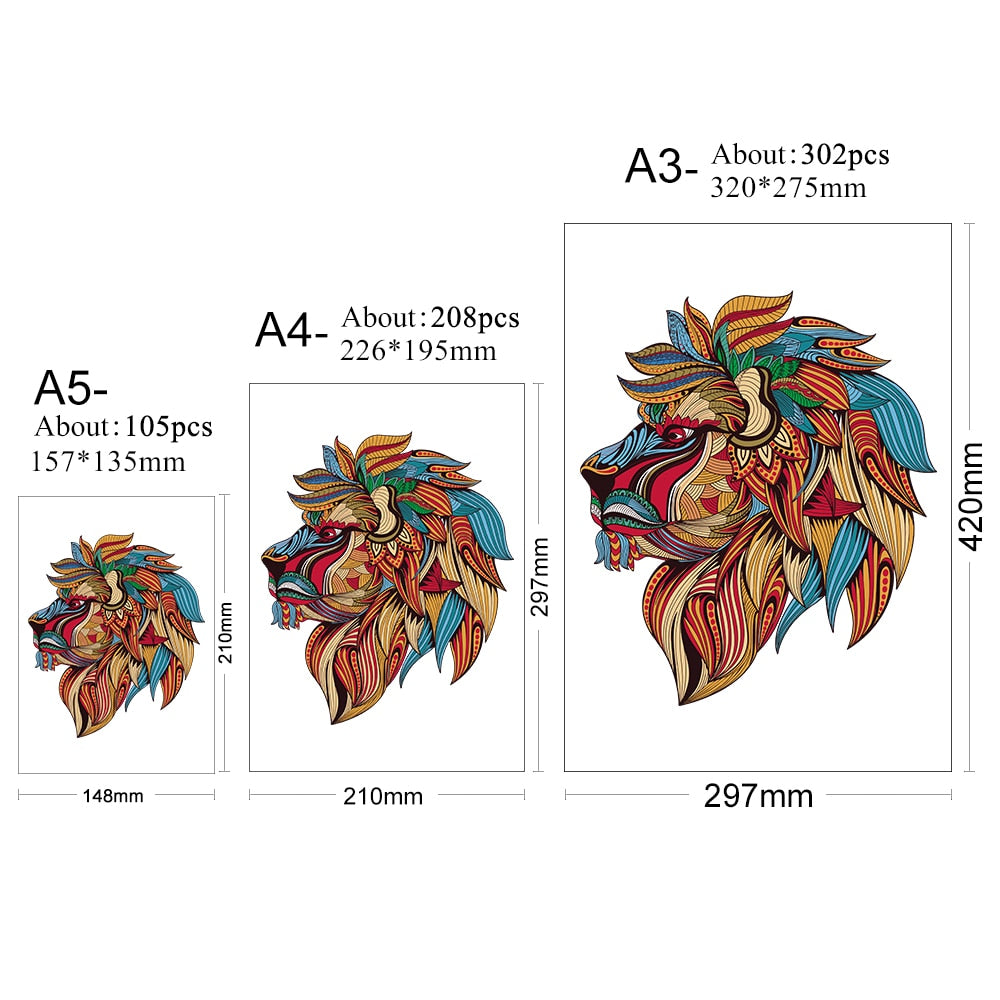 Unique Wooden animal Jigsaw Puzzles Mysterious Lion 3D Puzzle Gift Interactive Games Toy For Adults Kids Educational Fabulous