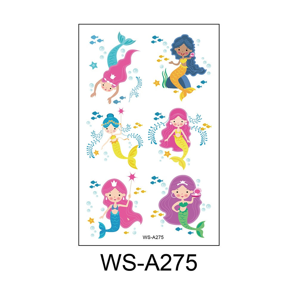 Stickers children cartoon fantasy, party princess theme stickers, mermaid tattoo stickers, Halloween adult stickers