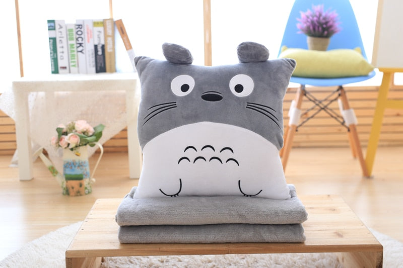 Cute My Neighbor Pillow Blanket 3in1 dual-use hand warm high quality coral velvet blanket special gift fot kids friends
