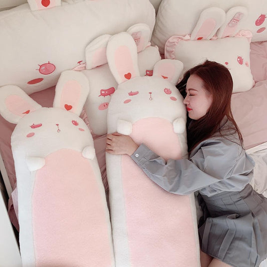 80~120cm Giant long Lolita Bunny Stuffed Hug Pink Rabbit Girl Nap Sleeping Throw Pillow Pregnant Cushion Boyfriend Eye Mask Gift