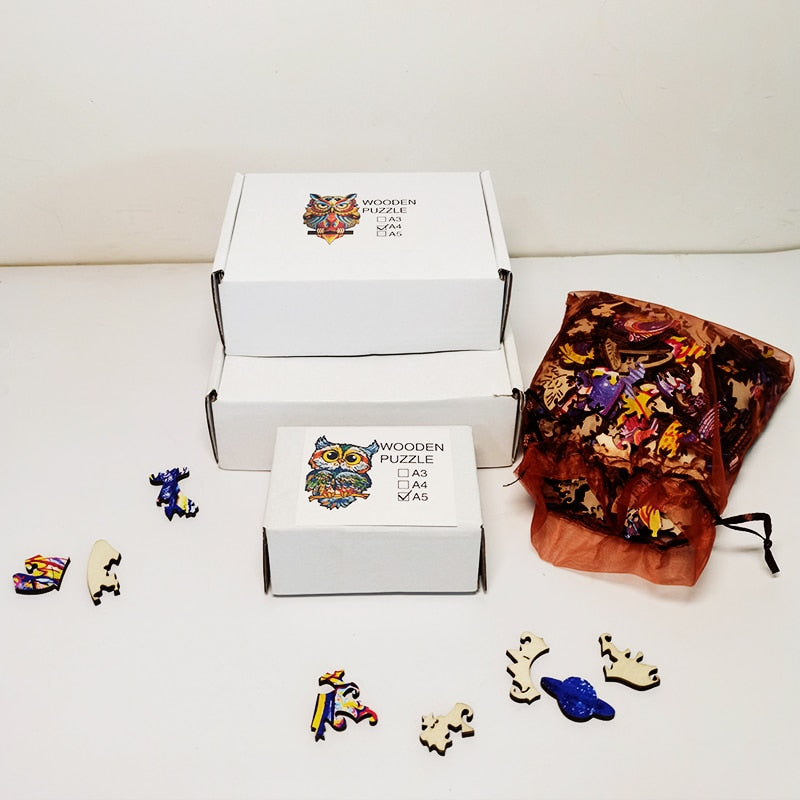 Unique Wooden animal Jigsaw Puzzles Mysterious Lion 3D Puzzle Gift Interactive Games Toy For Adults Kids Educational Fabulous