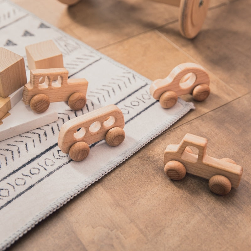 Let&#39;s Make Wooden Baby Toys 0 12 Month 1PC Toys For Babies Beech Car Hedgehog Elephant Educational Infants Developmental Newborn