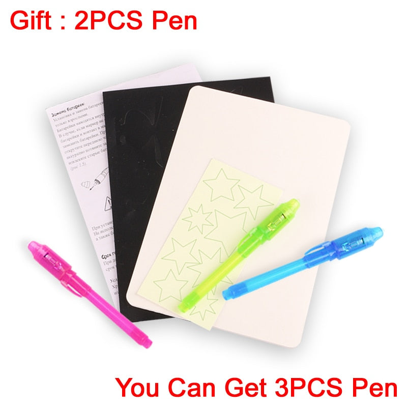 Luminous LED Draw With Light In Dark Children Toys Tablet Magic Drawing Board Set Fluorescent Pen Educational Noctilucent Kids