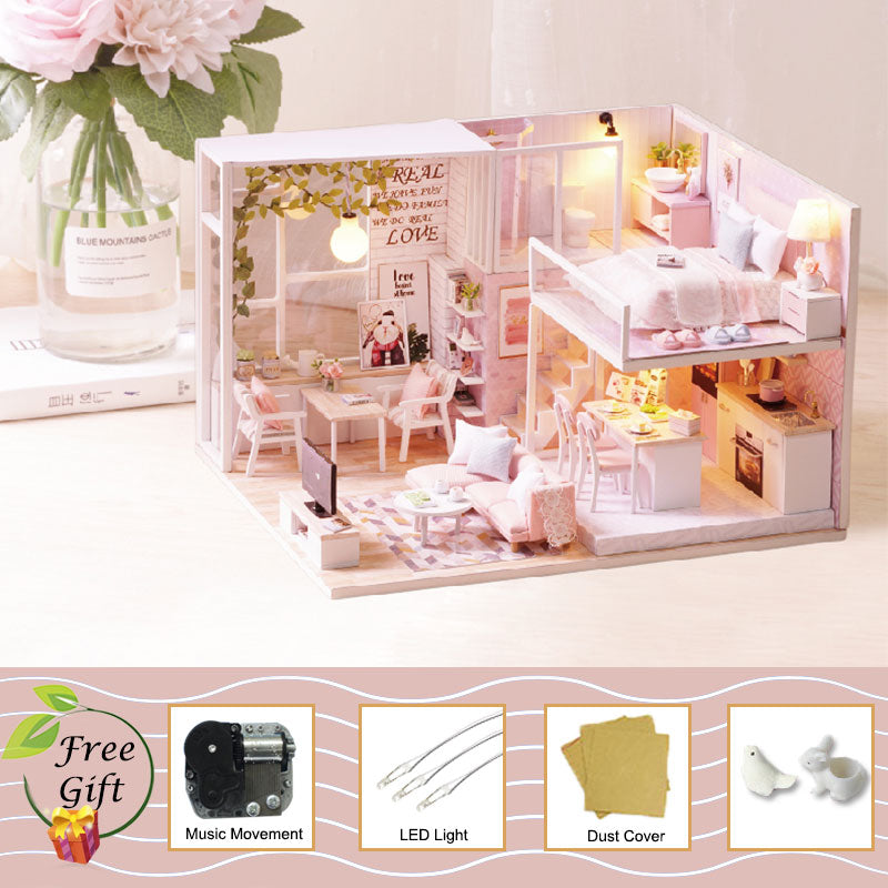 Cutebee Doll House Furniture Miniature Dollhouse DIY Miniature House Room Box Theatre Toys for Children Casa DIY Dollhouse B