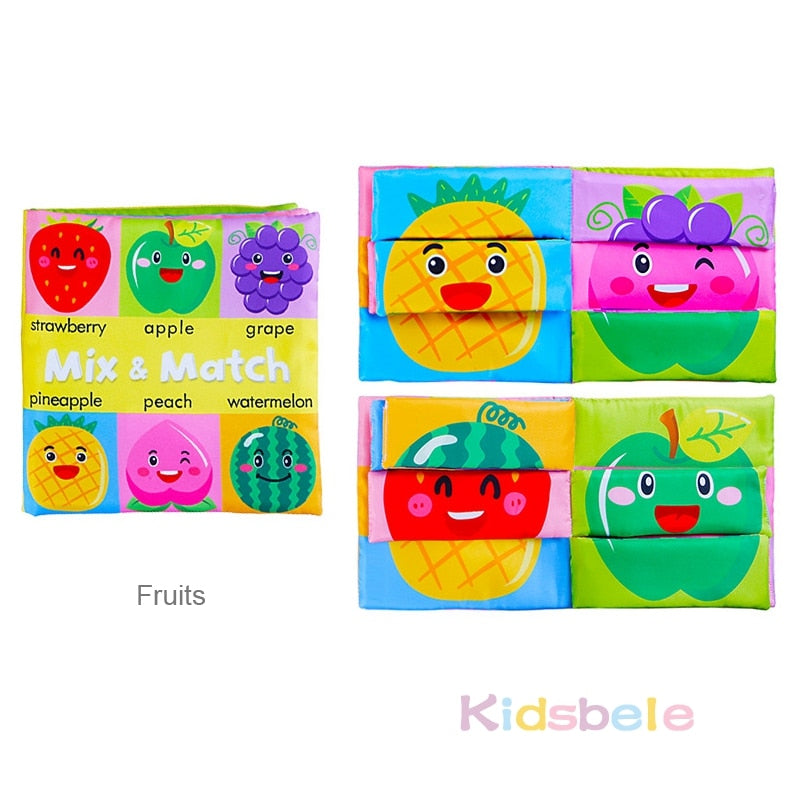 Baby Soft Books Toys For Toddlers Colorful Mix&Match Colorful Crinkle Early Learning Educational Toys For Infant 0-24 Months