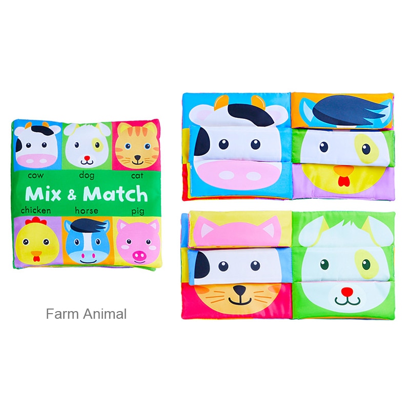 Baby Soft Books Toys For Toddlers Colorful Mix&Match Colorful Crinkle Early Learning Educational Toys For Infant 0-24 Months