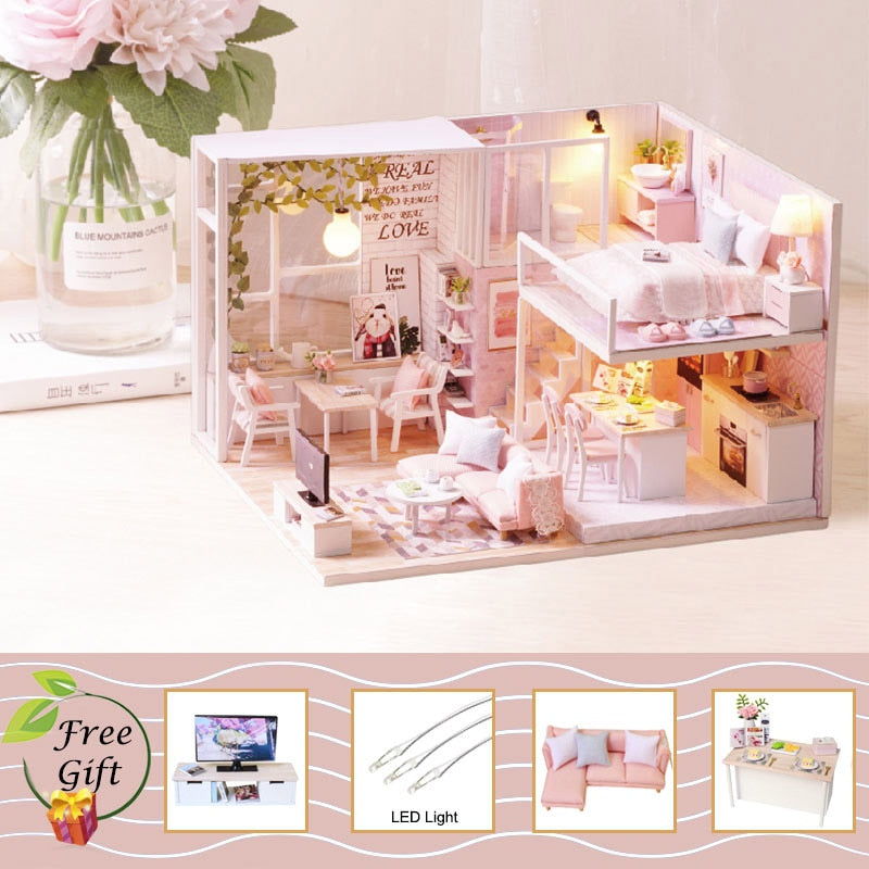 Cutebee Doll House Furniture Miniature Dollhouse DIY Miniature House Room Box Theatre Toys for Children Casa DIY Dollhouse B