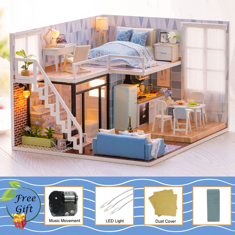 Cutebee Doll House Furniture Miniature Dollhouse DIY Miniature House Room Box Theatre Toys for Children Casa DIY Dollhouse B