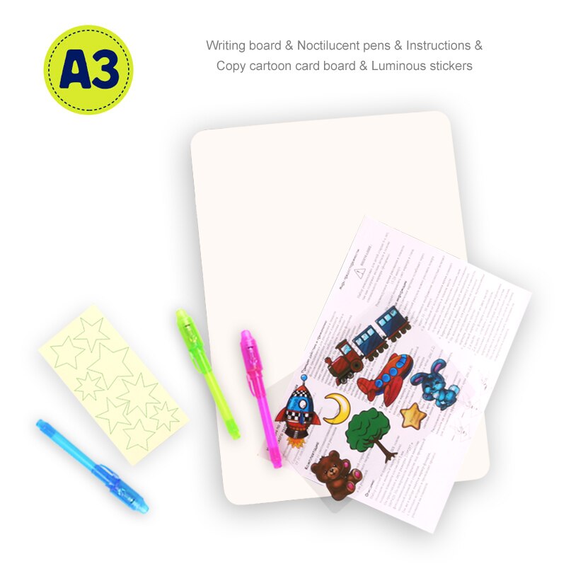 Luminous LED Draw With Light In Dark Children Toys Tablet Magic Drawing Board Set Fluorescent Pen Educational Noctilucent Kids